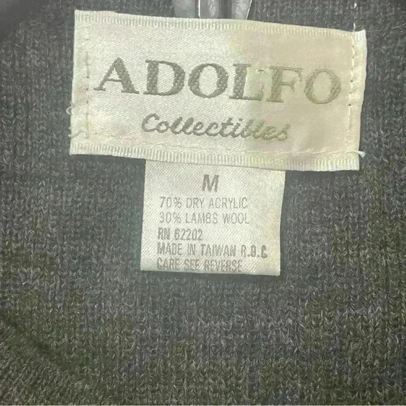 Adolfo Collectibles Vintage Argyle Sweater Mens Size M Acrylic -Lambs Wool 1970s - Picture 7 of 8